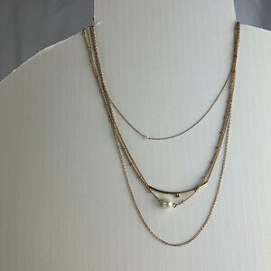 NORDSTROM RACK 3 Layered  Necklace Gold Tone NWOT